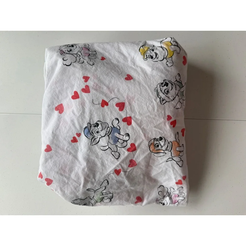 Pottery Barn Kids PAW PATROL Hearts VALENTINES TWIN FITTED Sheet Organic Cotton